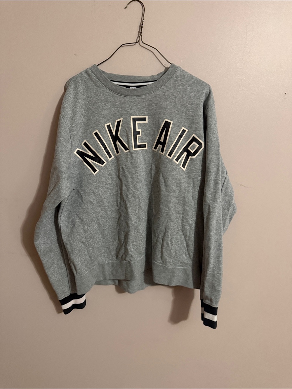 Nike Air Men's Heather Gray Crewneck with Black Lettering